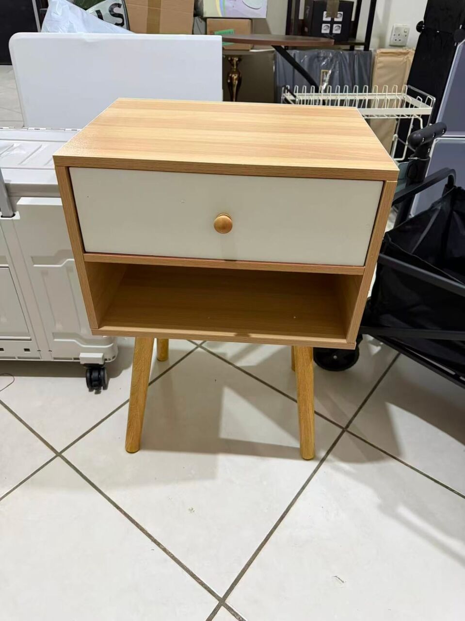 Riyadh, Furniture, SAR 70,  Wood And White Colord Bed Side Table Available For Sell, Brand New And In Good Condition,