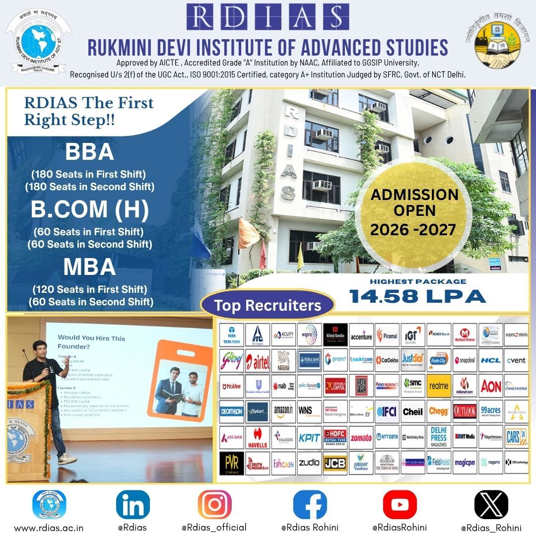 Rohini, Education, Top MBA Colleges Affiliated To IP University In North-West Delhi 2026 - RDIAS