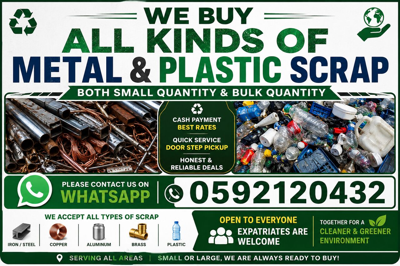 Jeddah, Items Wanted, WE BUY ALL TYPES OF METAL & PLASTIC SCRAP