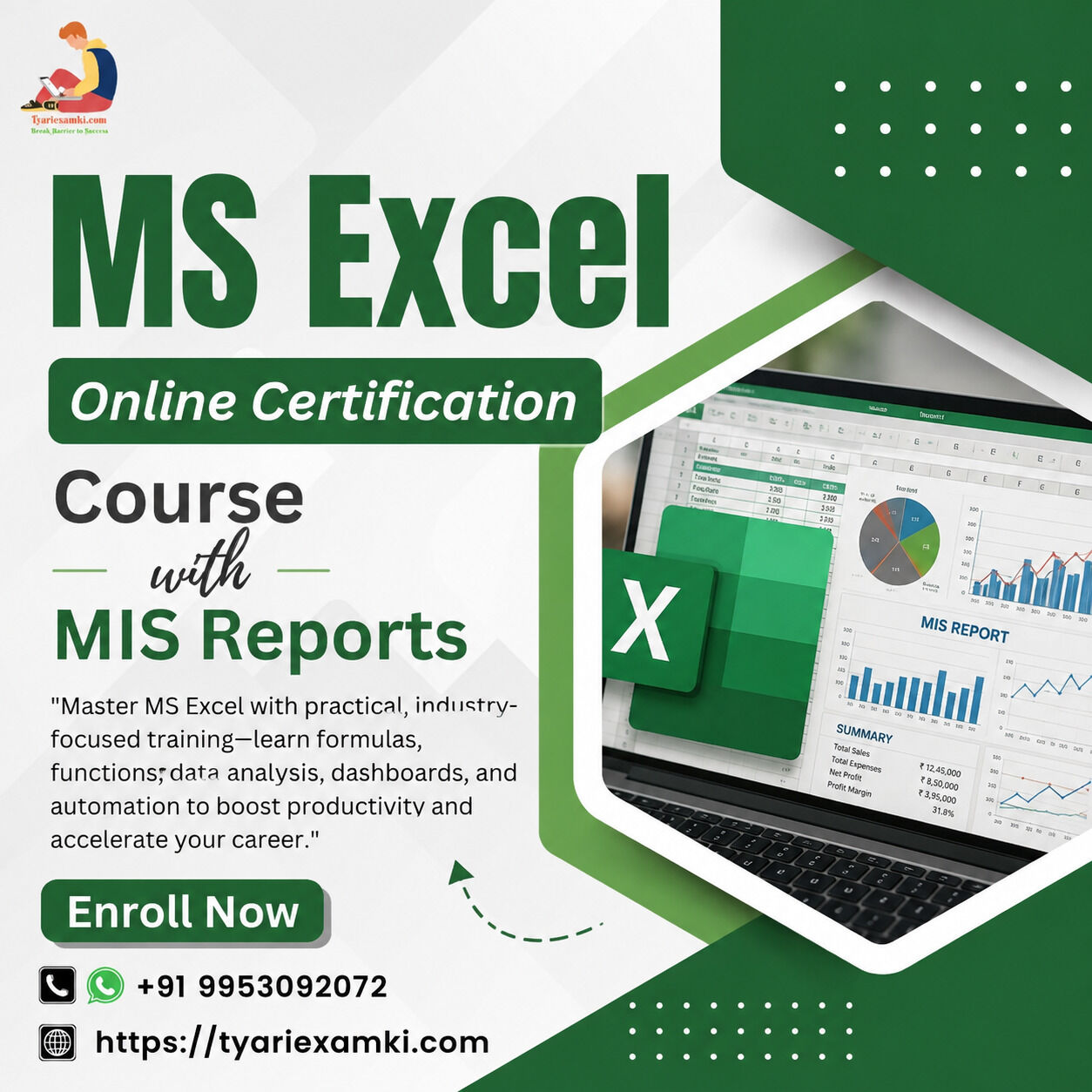 New Delhi, Lessons Offered, MS Excel Online Certification Course With Practical MIS Reports Training