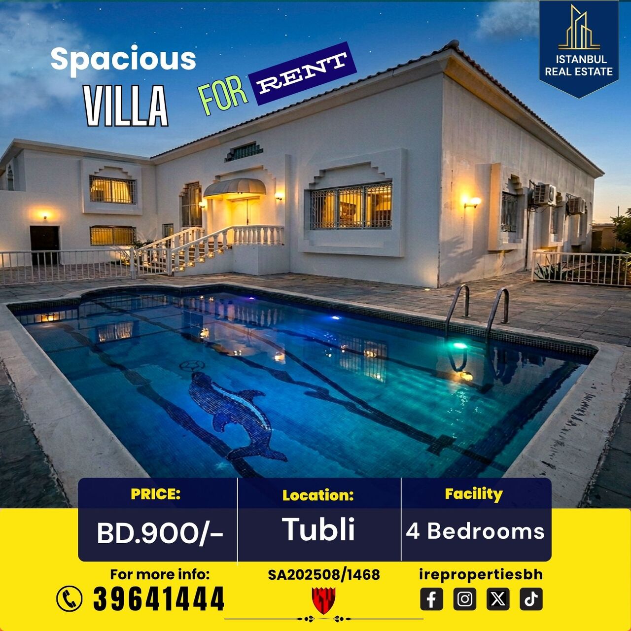 Tubli, Villas, BHD 900,  400 Sq. Meter,  Beautiful Semi-Furnished Villa In Tubli | 4 BHK + Pool | BD. 900/-