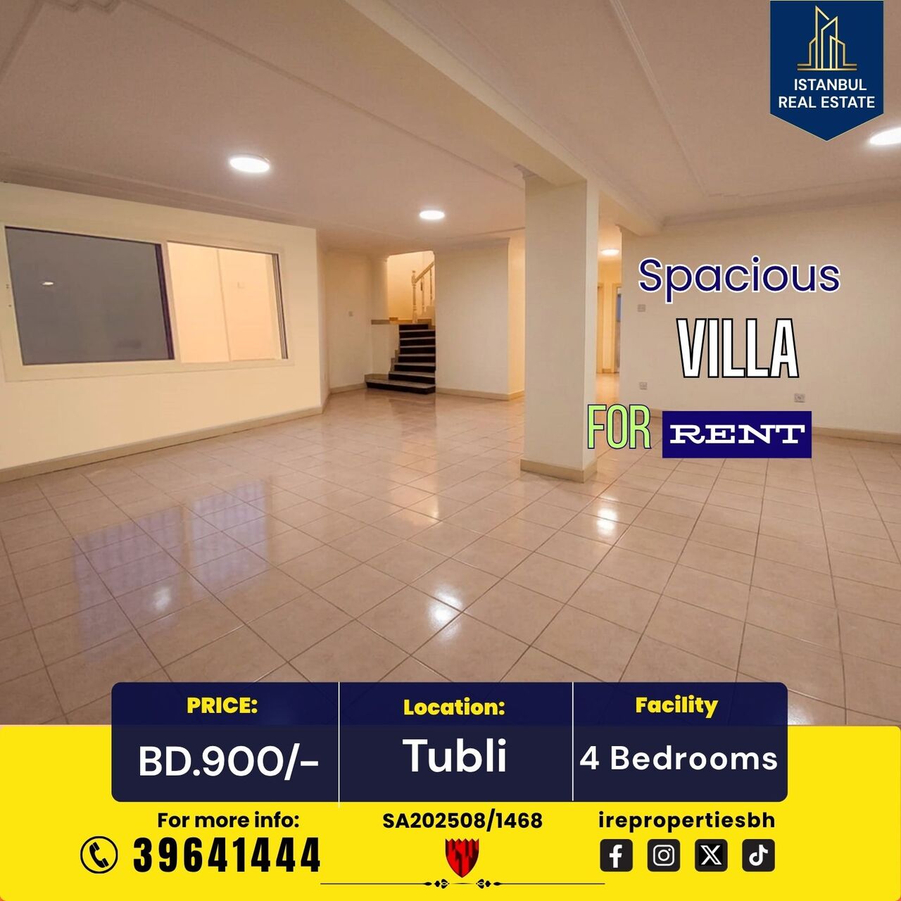 Tubli, Villas, BHD 900,  400 Sq. Meter,  Beautiful Semi-Furnished Villa In Tubli | 4 BHK + Pool | BD. 900/-