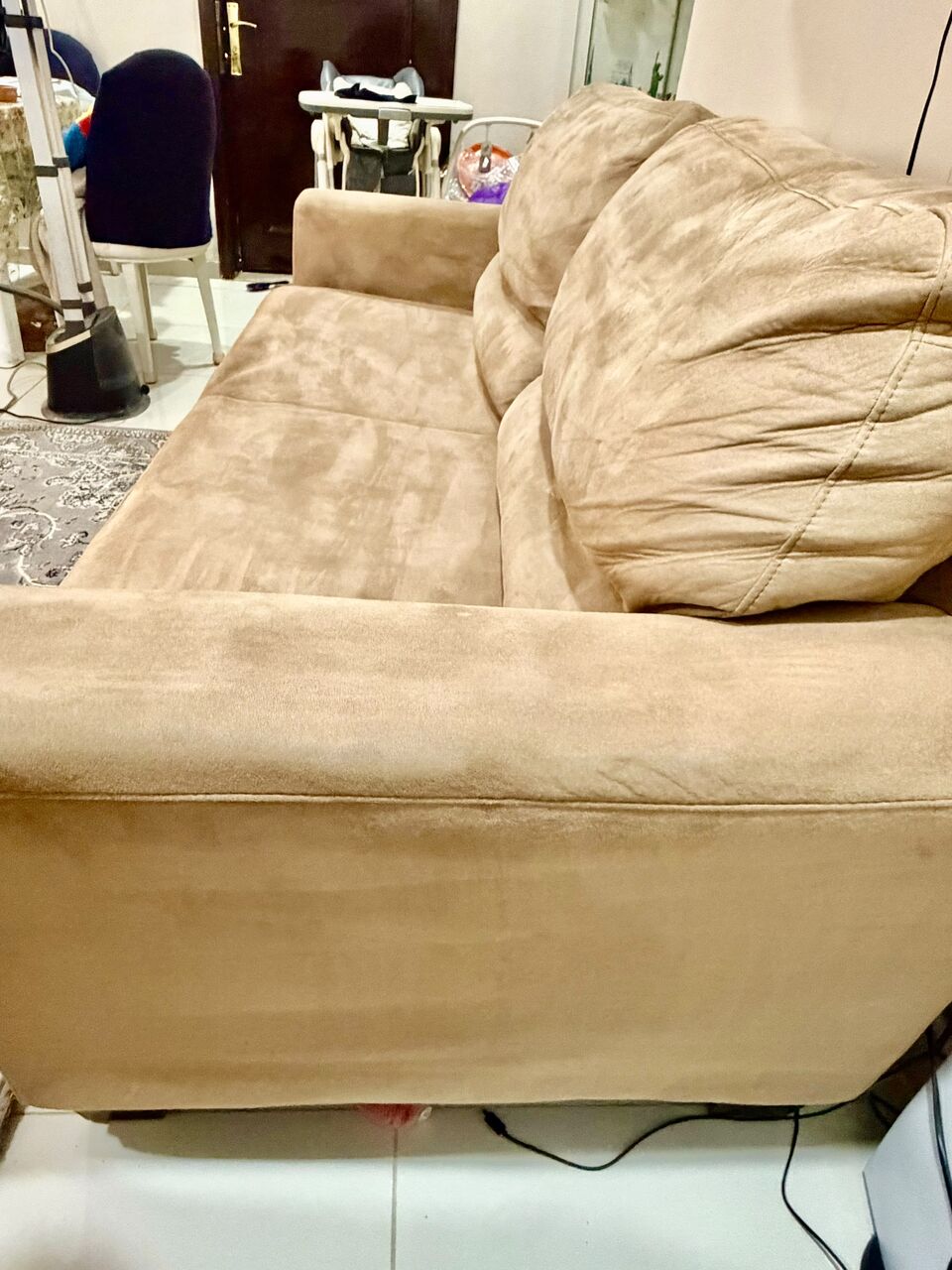 Al Rabwah, Furniture, SAR 750,  Beige 3-Seater + 2-Seater + Recliner Sofa Set For Sale | Riyadh