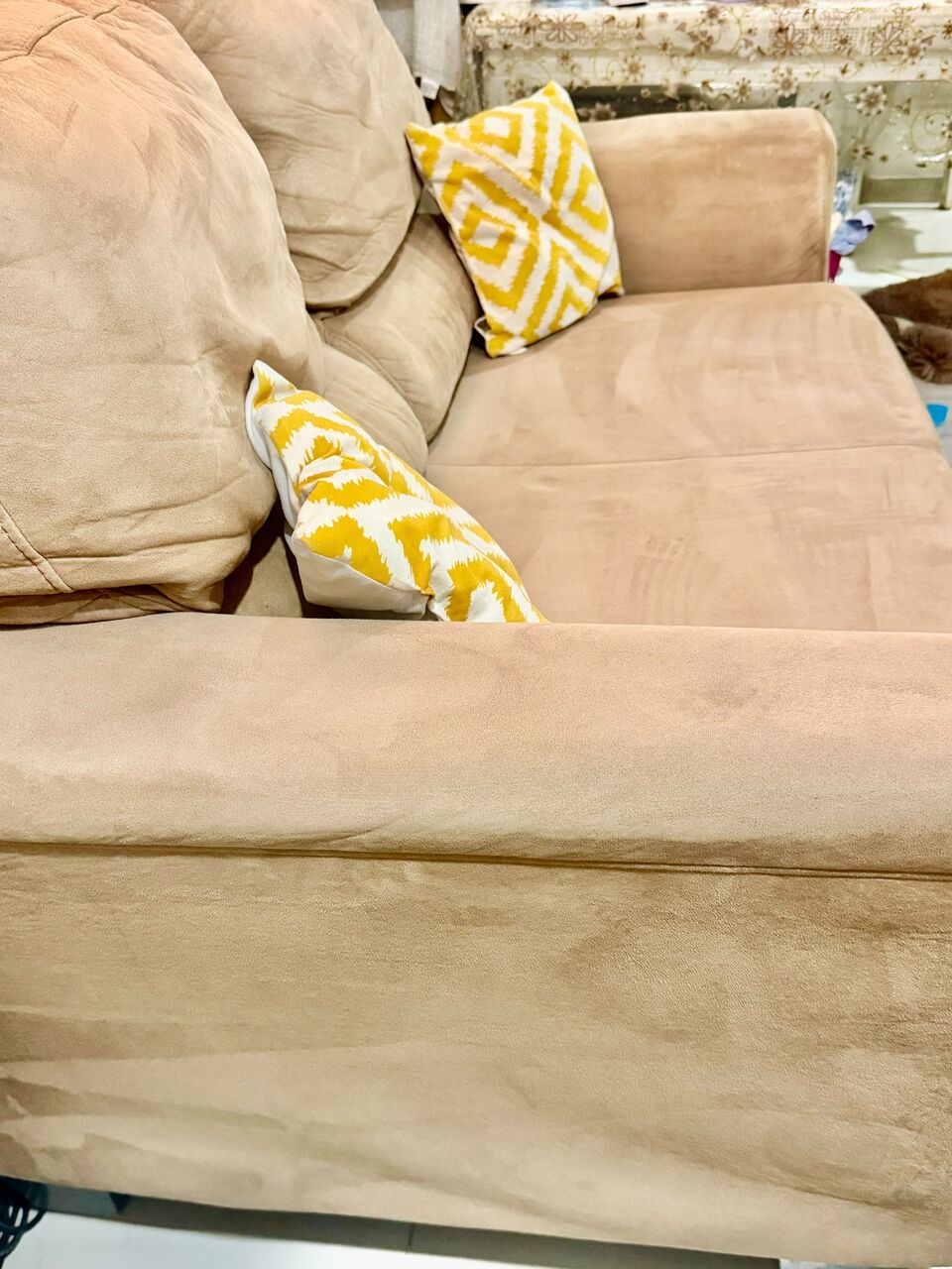 Al Rabwah, Furniture, SAR 750,  Beige 3-Seater + 2-Seater + Recliner Sofa Set For Sale | Riyadh