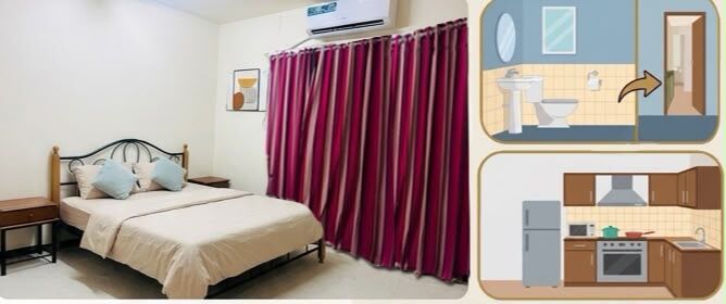 Sharjah, Rooms for Rent, AED 1700/month,  Furnished,  Spacious Room + Hall Available For Rent