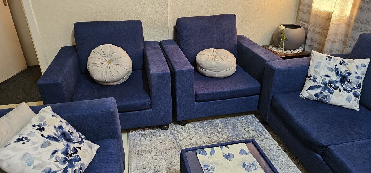 Olaya, Furniture, SAR 650,  7-Seater Navy Blue Sofa Set With Center Table For Sale