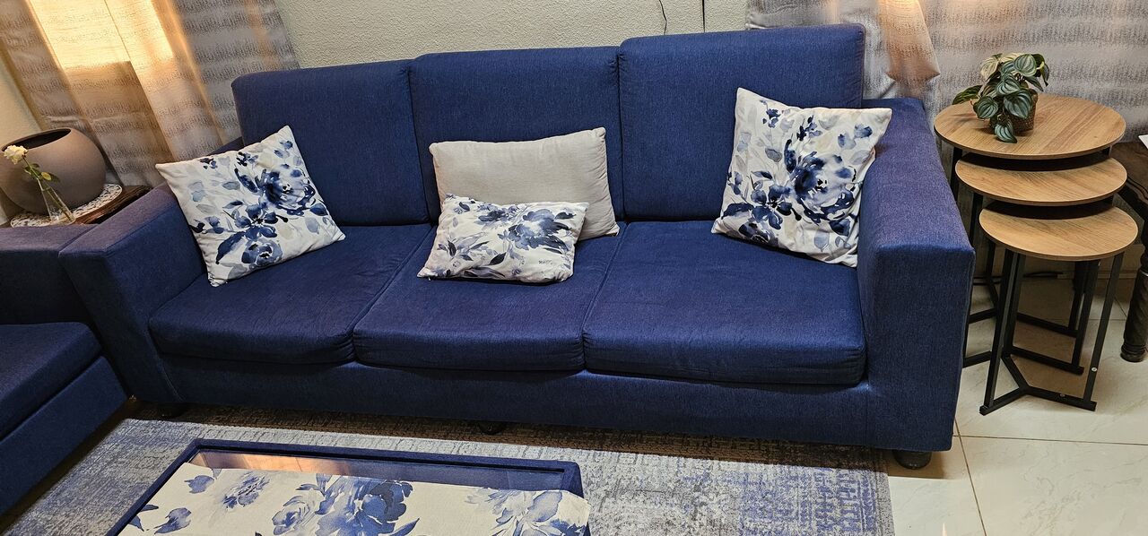 Olaya, Furniture, SAR 650,  7-Seater Navy Blue Sofa Set With Center Table For Sale