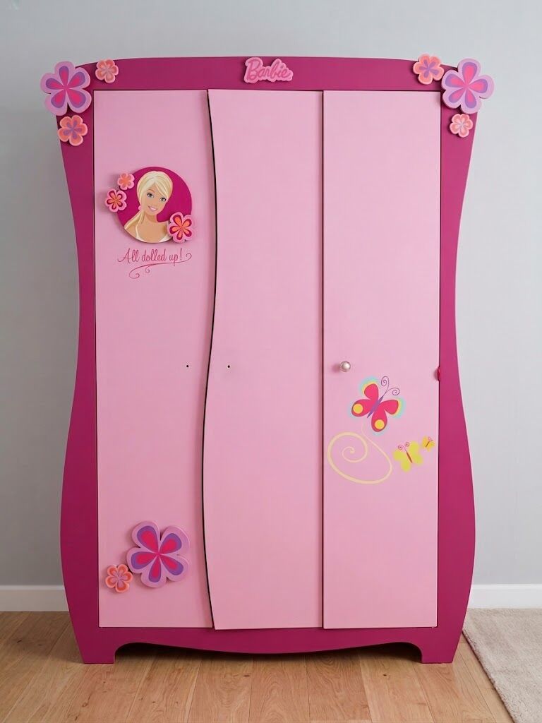 Jubail, Furniture, SAR 329,  🦋💐 Barbie-Themed 3-Door Pink Wardrobe :: URGENT - HIGHLY NEGOTIABLE