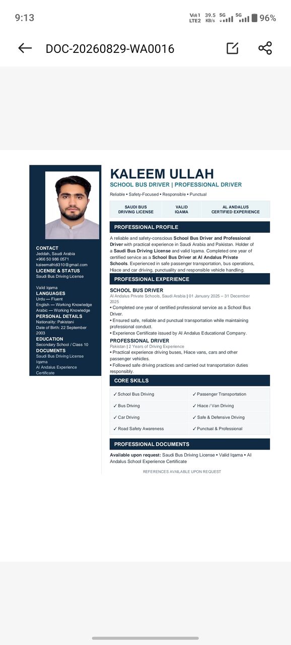 Jeddah, Job Seekers, Bus Driver
