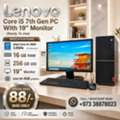 BHD 88,  Lenovo Core I5 7th Gen 3.0Ghz 16GB RAM 256GB SSD 19" Monitor Computer Set Ready To Use