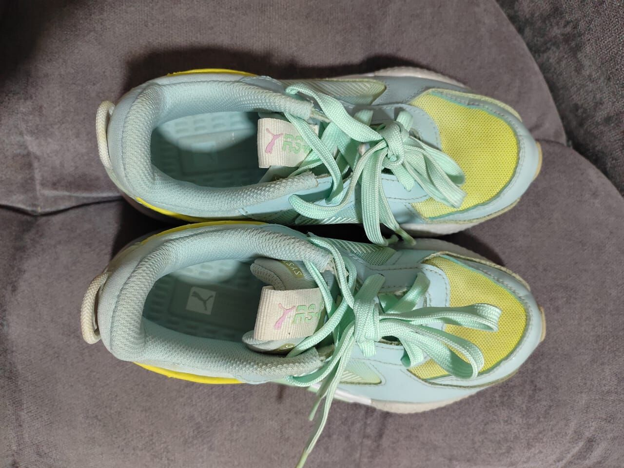 Umm Al Hamam, Baby & Kid Stuff, SAR 85,  PUMA RS Running System Kids Sneakers &ndash; EU 34.5 / US 3C &ndash; Mint Green Yellow