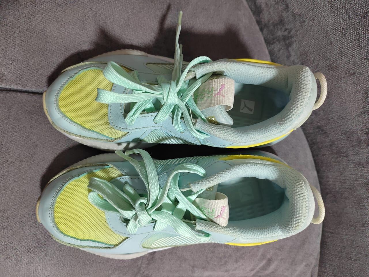Umm Al Hamam, Baby & Kid Stuff, SAR 85,  PUMA RS Running System Kids Sneakers &ndash; EU 34.5 / US 3C &ndash; Mint Green Yellow