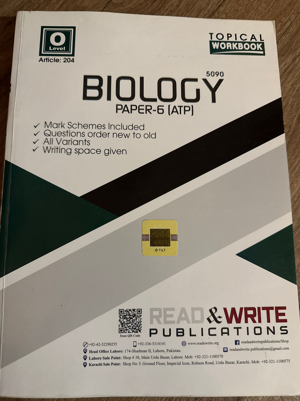 Al Sulaymaniyyah, Books, SAR 40,  O LEVEL 5090 BIOLOGY TOPICAL WORKBOOK READ AND WRITE PUBLICATIONS PAPER 6(ATP)