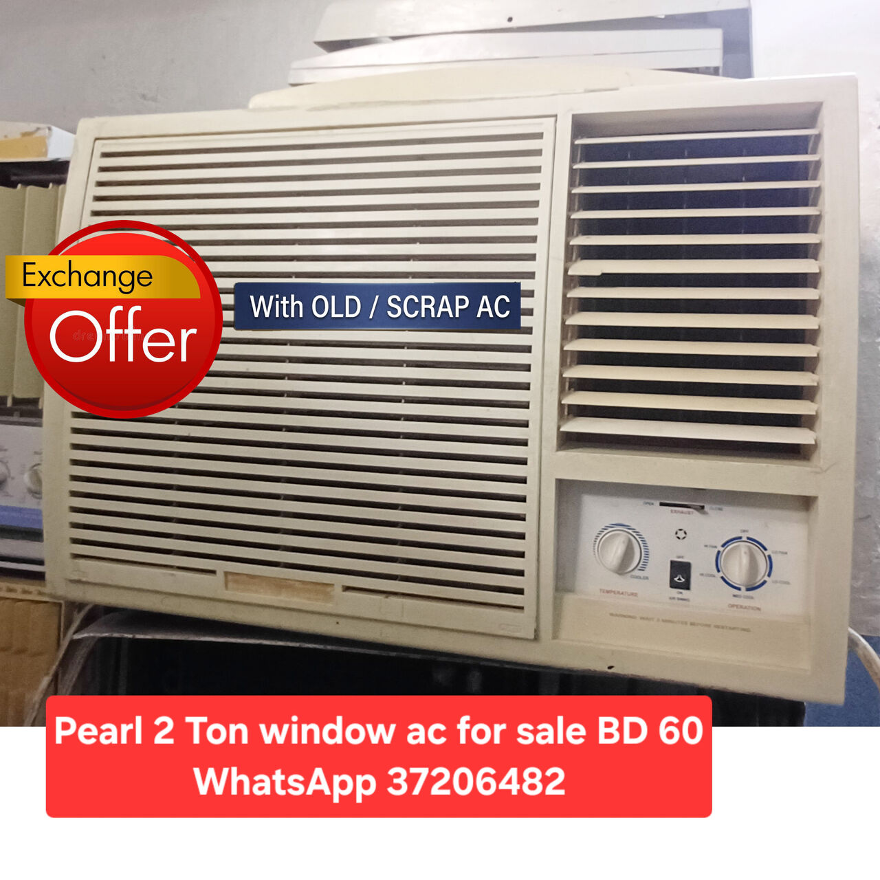 Manama, Air Conditioners, BHD 60,  ✅️ 2 Ton Pearl Window Ac For Sale In Good Condition With Fixing