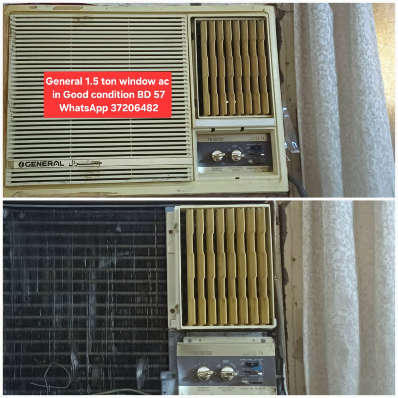 Manama, Air Conditioners, BHD 57,  ✅️ 1.5 Ton General Window Ac For Sale In Good Condition With Fixing