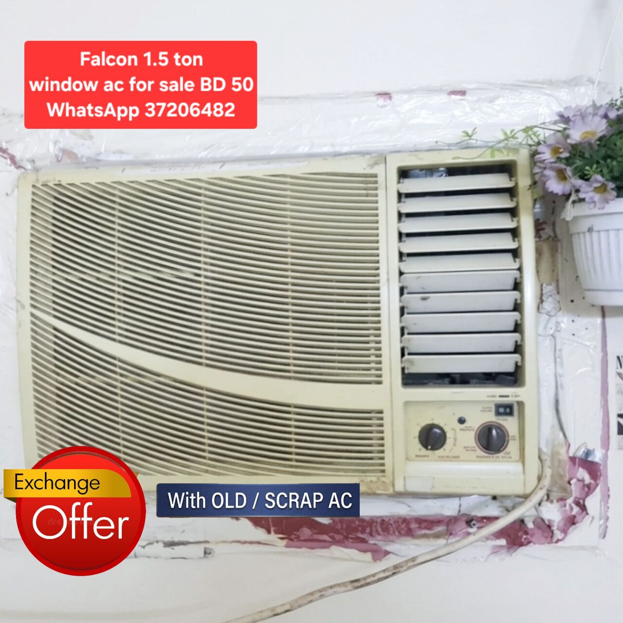 Manama, Air Conditioners, BHD 50,  ✅️ 1.5 Ton Falcon Window Ac For Sale In Good Condition With Fixing