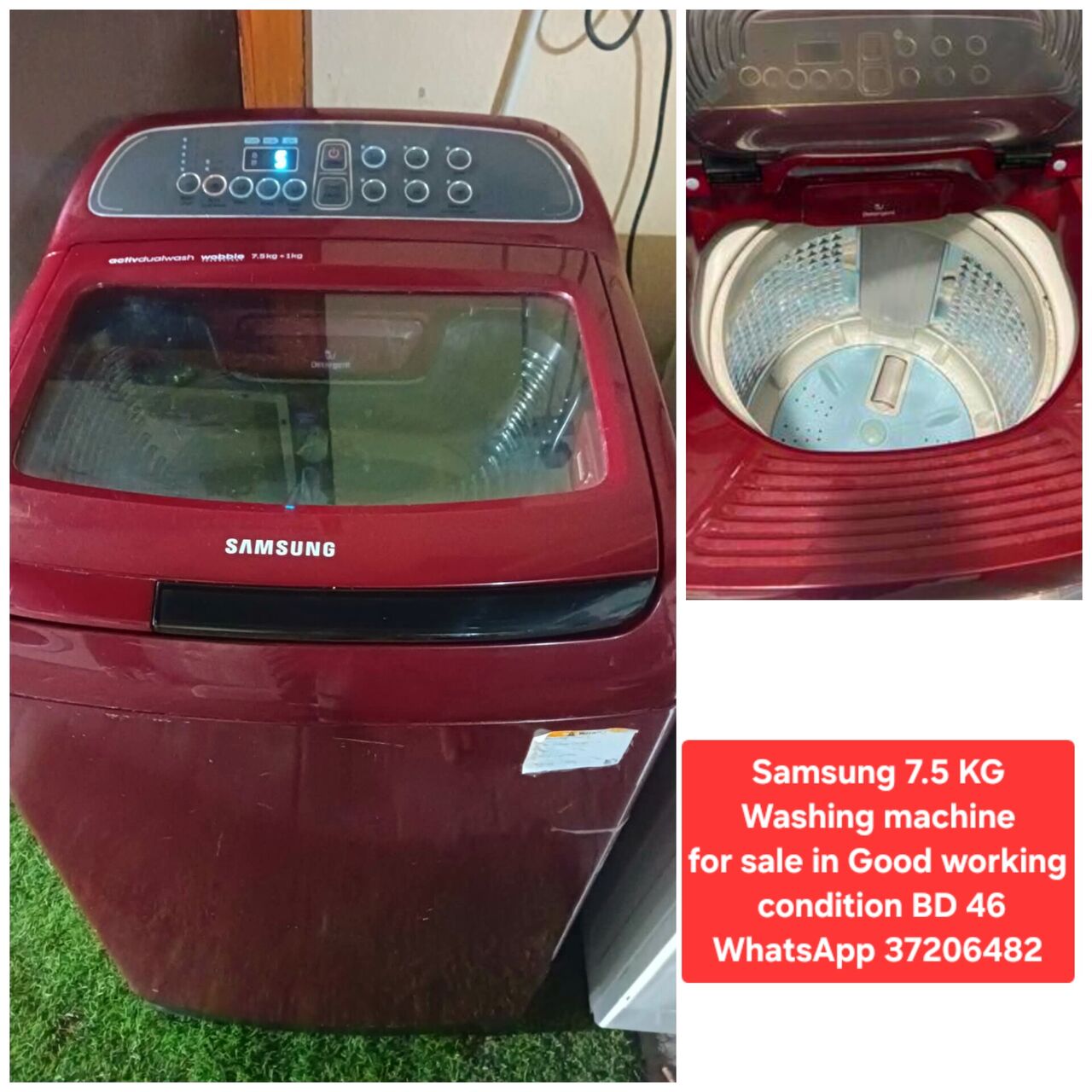 Manama, Appliances, BHD 46,  ✅️ 7.5 KG Samsung Fully Automatic Washing Machine For Sale In Good Condition With Delivery