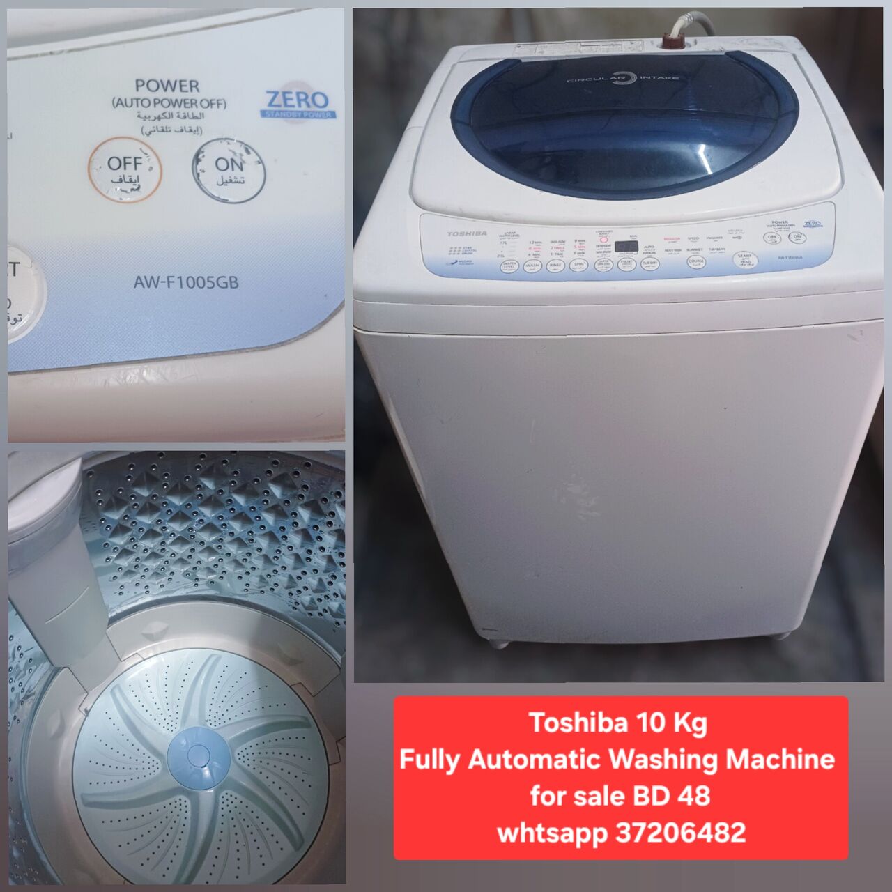 Manama, Appliances, BHD 46,  ✅️ 10 KG Toshiba Fully Automatic Washing Machine For Sale In Good Condition With Delivery