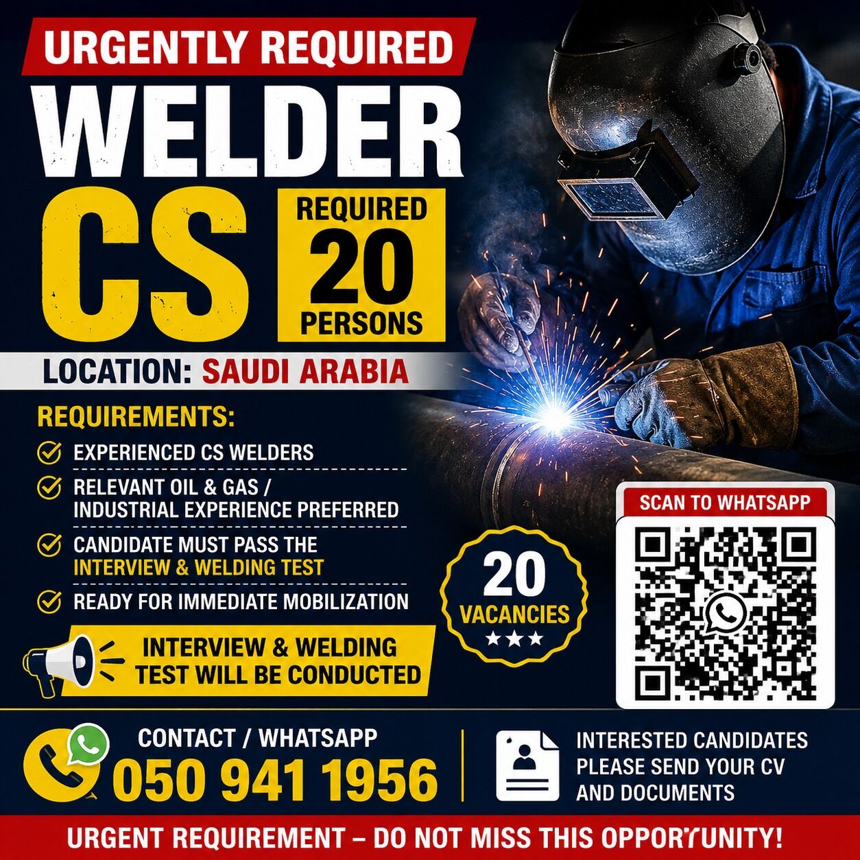 Jubail, Jobs, URGENTLY REQUIRED &ndash; CS WELDERS