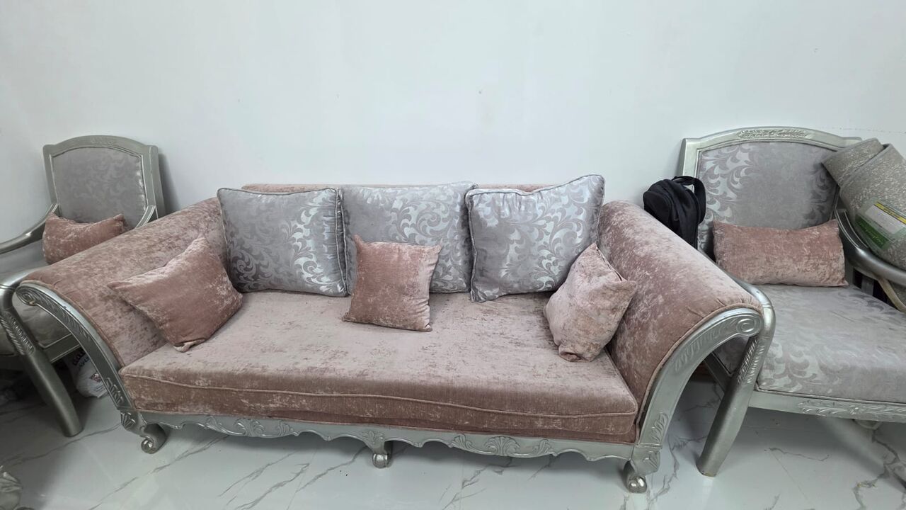 Al Wizarat, Furniture, 7 Seater Pink And 9 Seater Brown Sofa Set