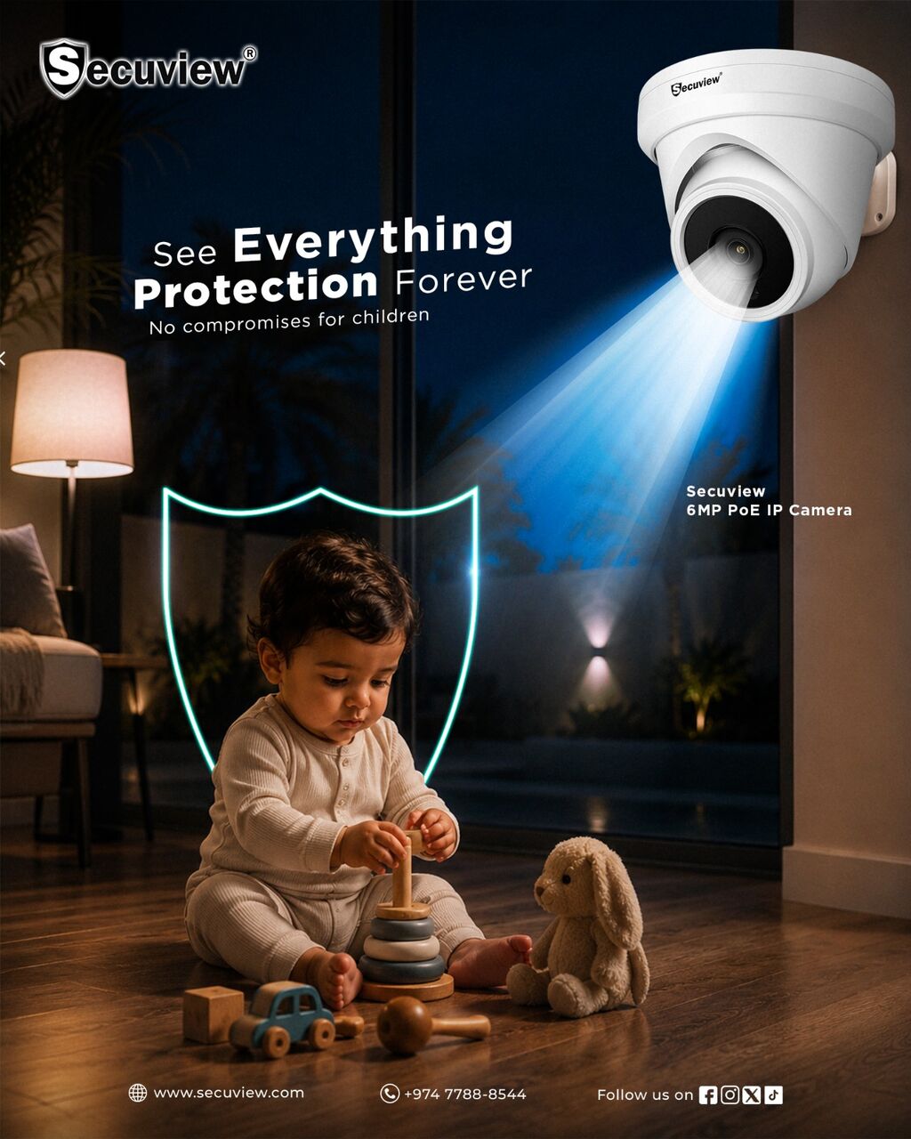 Doha, Electronics, QAR 221,  Secuview 6MP PoE IP Camera | Auto Tracking & ONVIF.