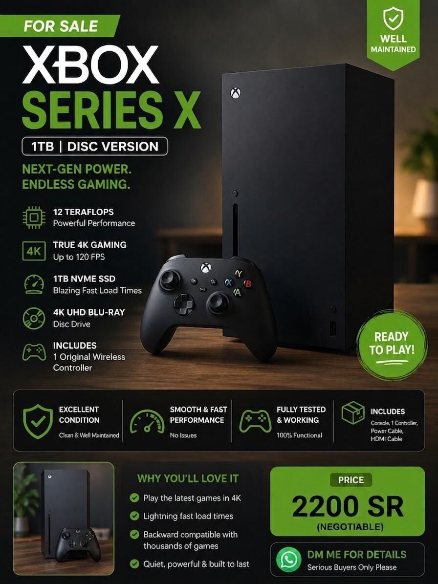 Jeddah, Toys & Games, SAR 2200,  Xbox Series X Disc Version With Controller &ndash; Excellent Condition