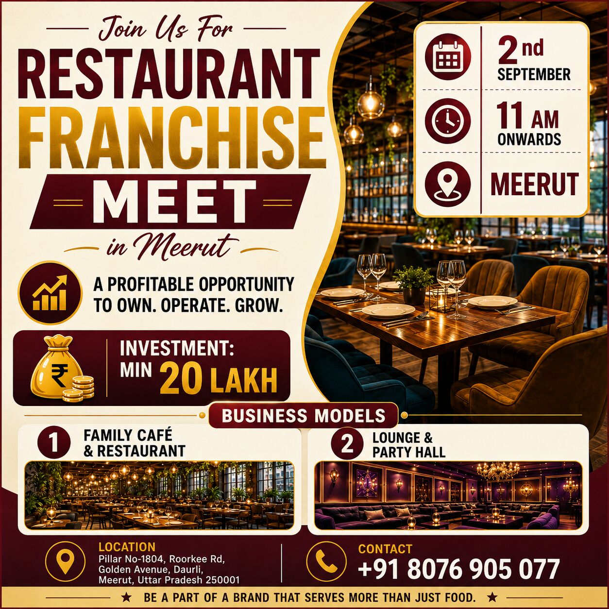 Meerut, Businesses For Sale, Unique Multicuisine Restaurant Franchise Meetup In Meerut