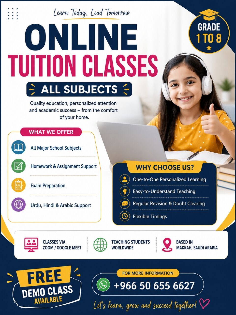 Riyadh, Lessons Offered, 🎓 Online Academic Tuition Classes – Grade 1–8