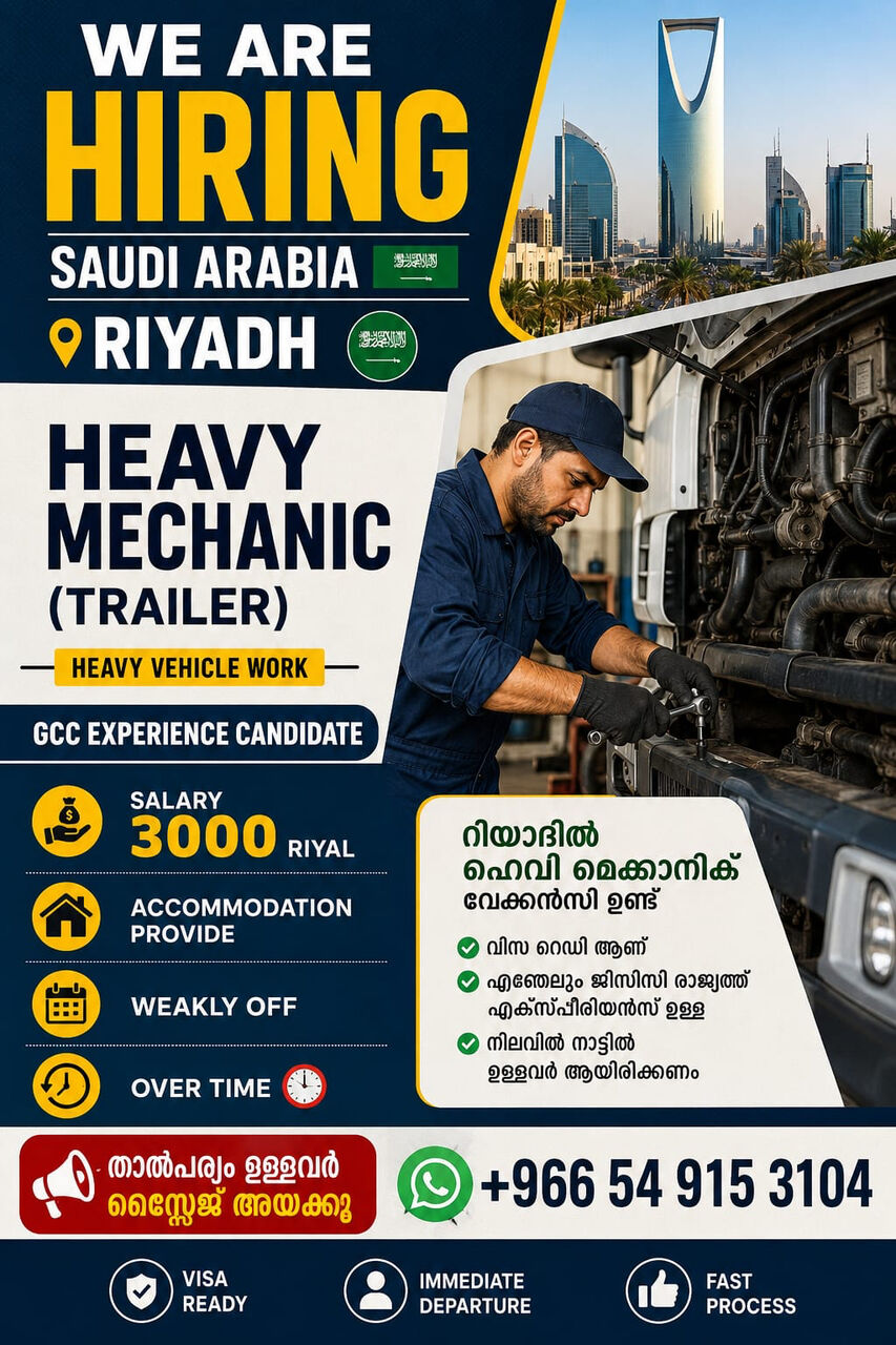 Al Naseem, Jobs, WE ARE HIRING DIESEL MECHANIC HEAVY VEHICLE VISA READY INDIA