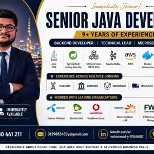 Senior Java Developer | Backend Developer | Spring Boot | Microservices | 9+ Years