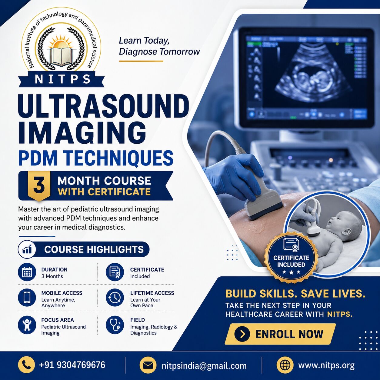 Ghaziabad, Education, Ultrasound Imaging PDM Techniques &ndash; 3 Month Certificate Course