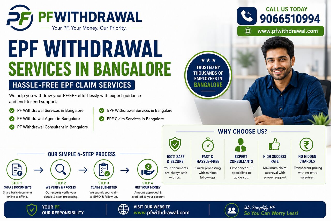 Bangalore, Financial, PF Withdrawal Consultant In Bangalore