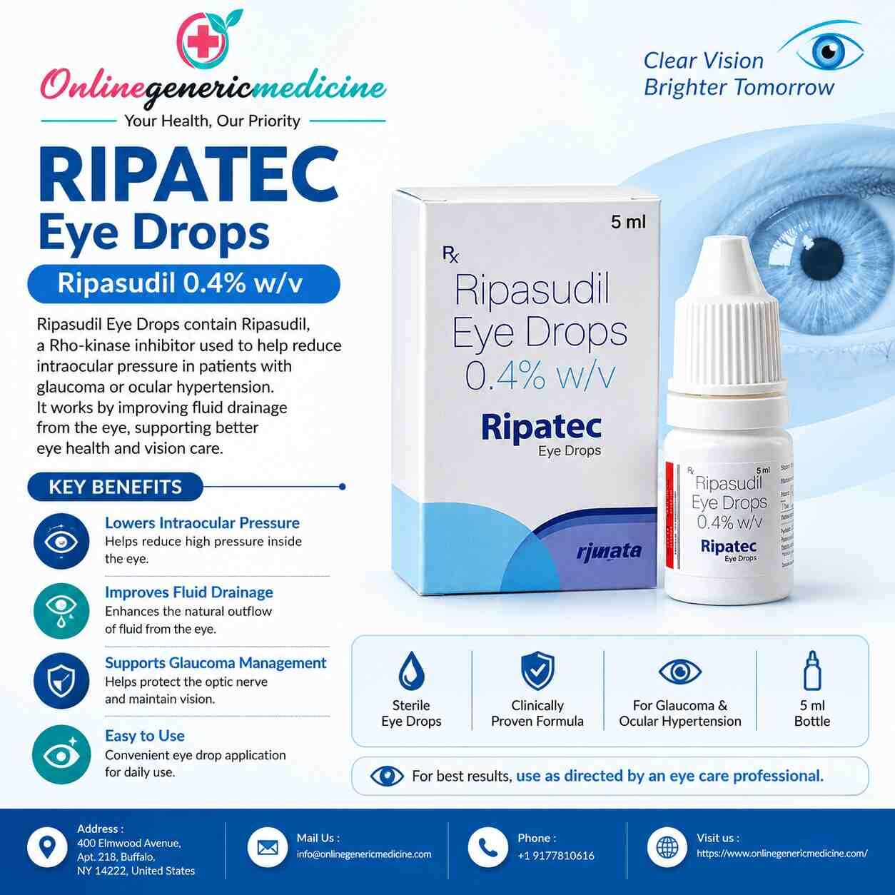 New York, Health, Ripatec Eye Drops &ndash; Ripasudil For Eye Pressure & Glaucoma Care | Online Generic Medicine