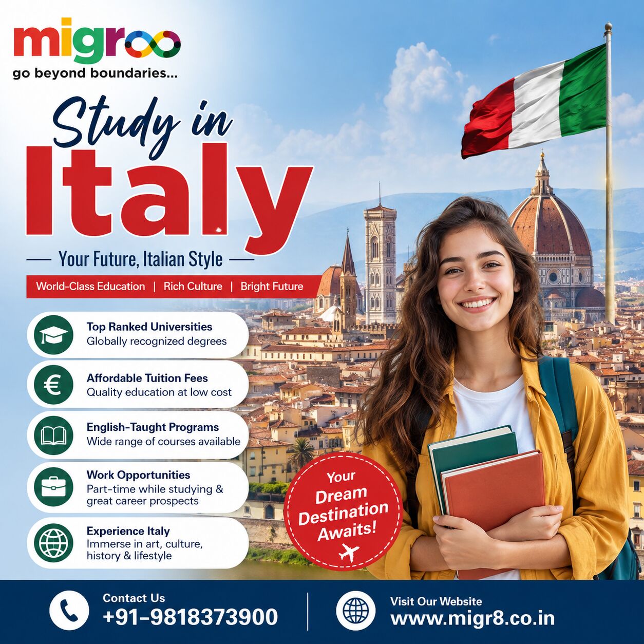 Rohini, Free Items, Study In Italy