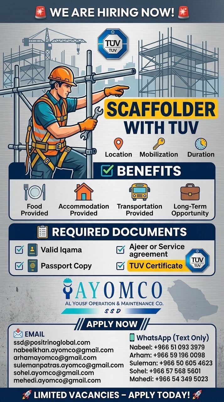 Riyadh, Jobs, Scaffolders With TUV