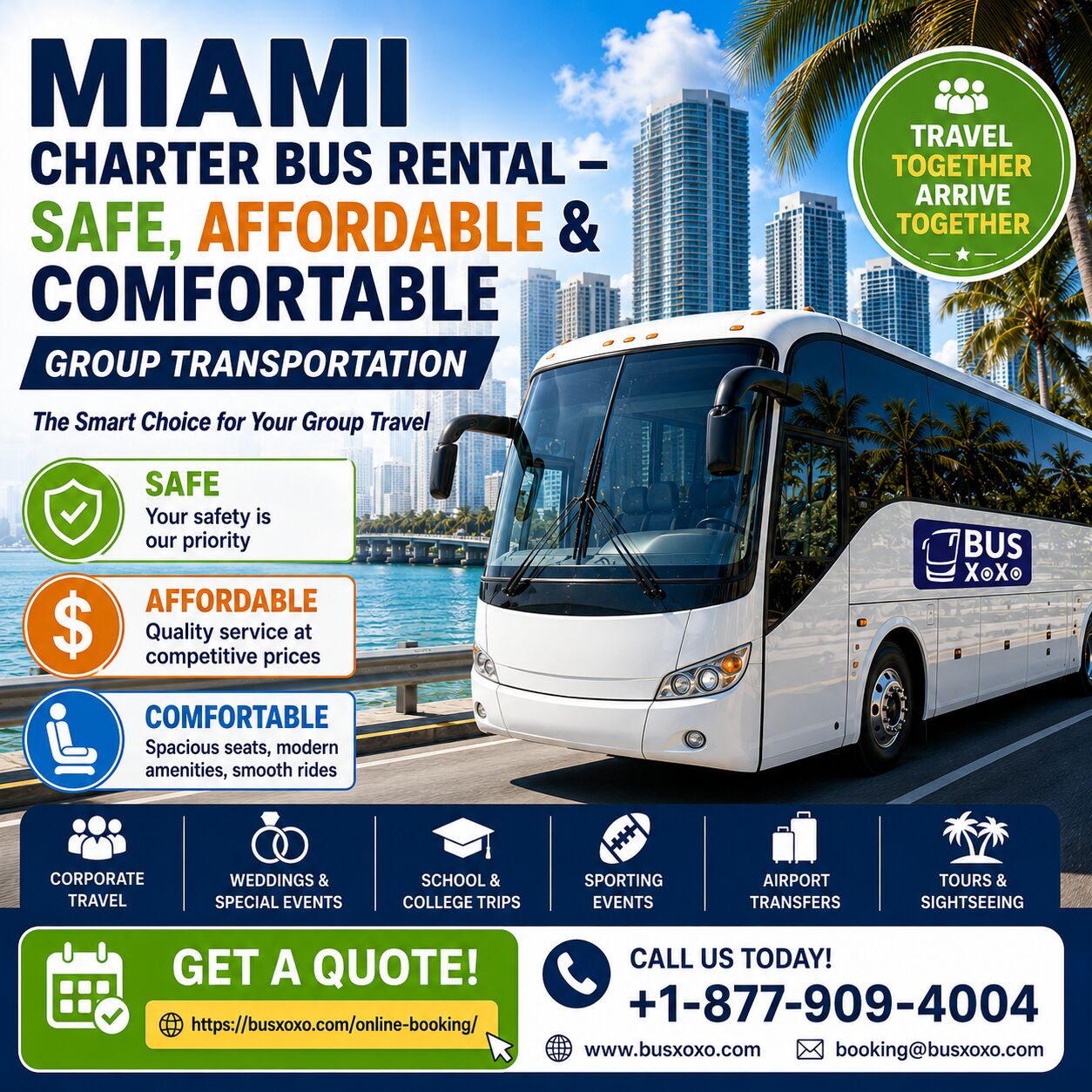 Miami, Travel, Miami Charter Bus Rental &ndash; Safe, Affordable & Comfortable Group Transportation