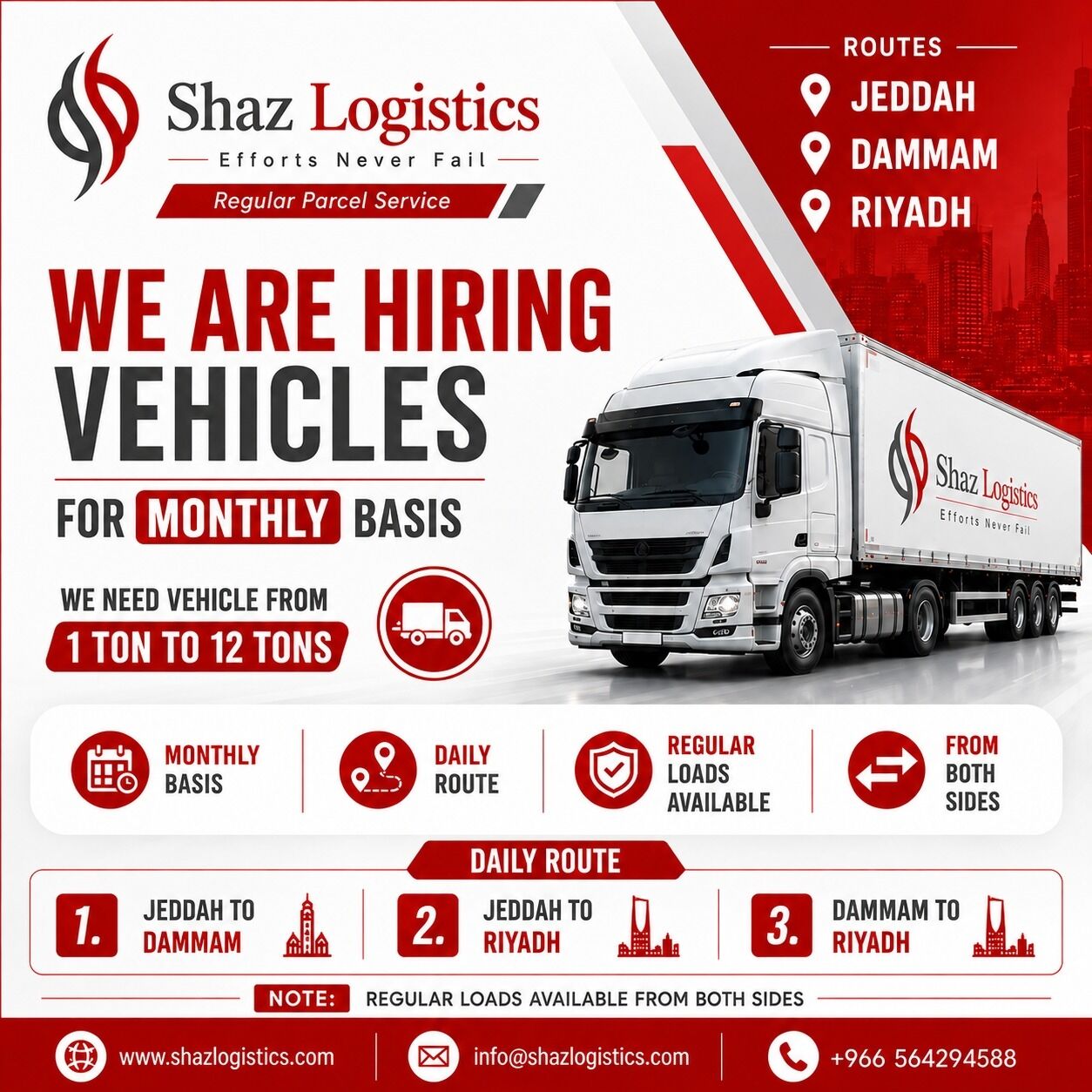 Dammam, Logistics, VEHICLE  HIRING OPPORTUNITIES