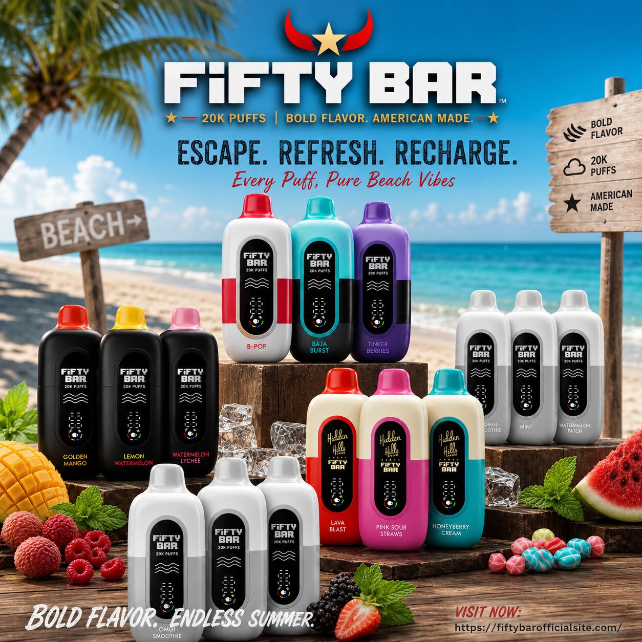 New York, Electronics, USD 8,  Fifty Bar Vape | Shop Authentic 20K Puffs Disposable Vapes &ndash; Fifty Bars