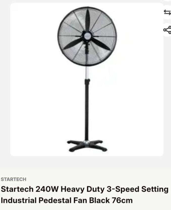 Al Izdihar, Electronics, SAR 350,  Startech 240W Heavy Duty Industrial Pedestal Fan (76 Cm / 30