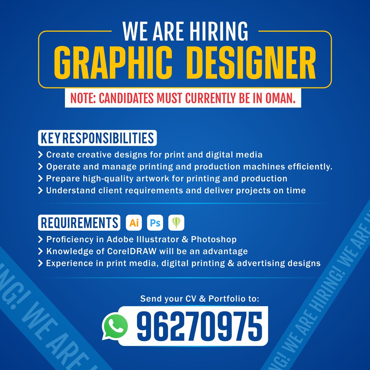 Muscat, Jobs, Graphic Designer Required In Oman | We Are Hiring