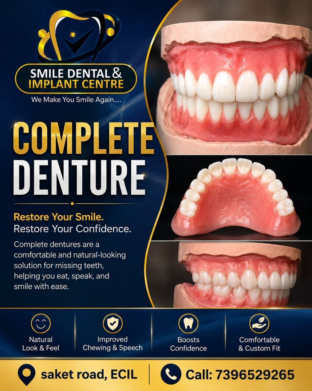 Hyderabad, Dental, Restore Your Smile & Confidence | Custom Complete Dentures In AS Rao Nagar
