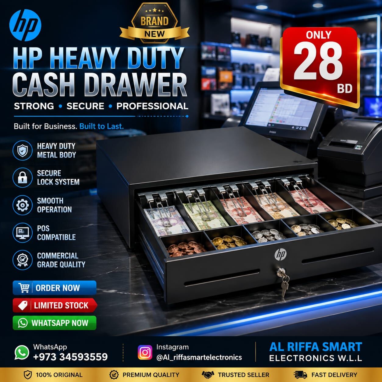 Manama, Electronics, BHD 28,  New HP High Quality Cash Drawer Strong Metal Body (In 28.00/-BD Only) Contact: +973 345935