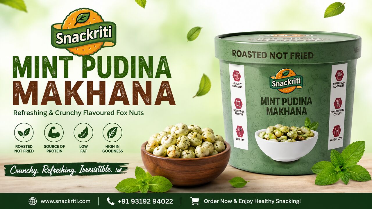 Noida, Business Partners, 🌿 Snackriti Mint Pudina Makhana – Refreshing & Crunchy Flavoured Fox Nuts