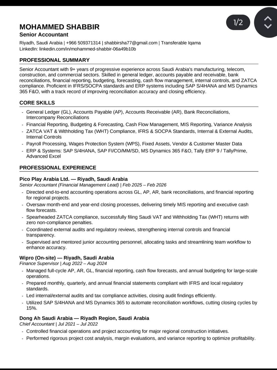 Riyadh, Job Seekers, Senior Accountant With 9 Years Of Experience.