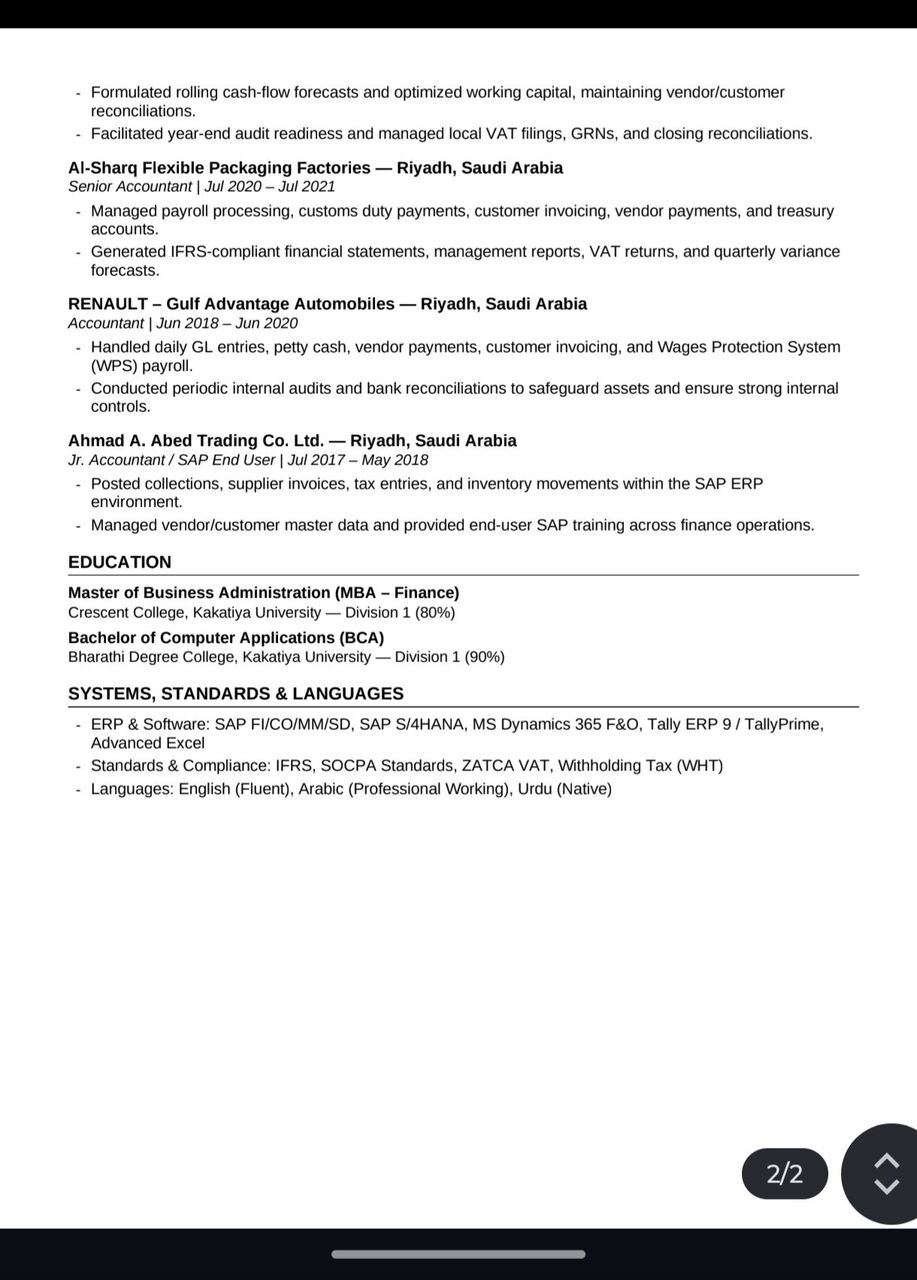Riyadh, Job Seekers, Senior Accountant With 9 Years Of Experience.