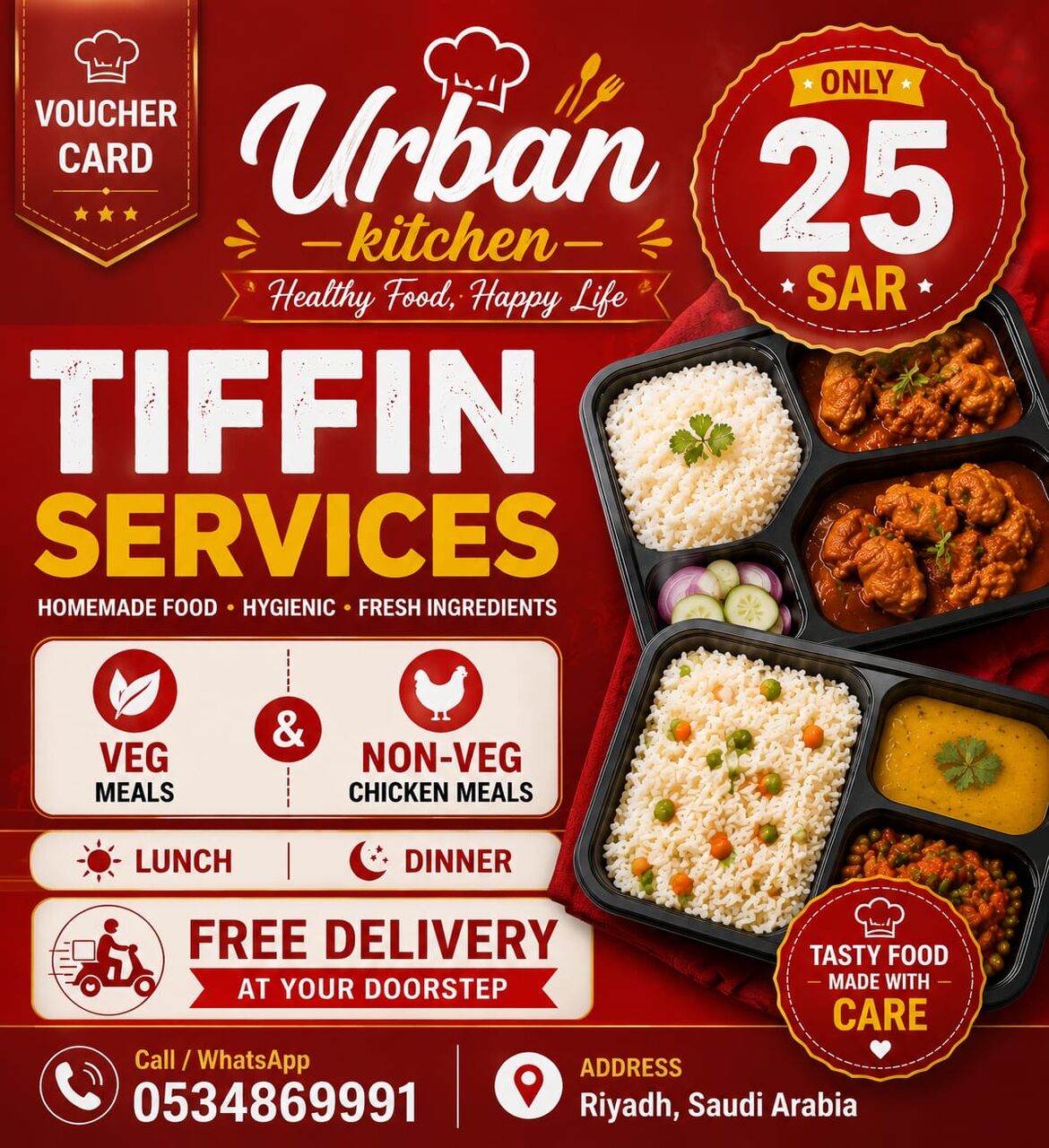 Riyadh, Food Delivery, Food Service From Urban Kitchen Tiffen Service