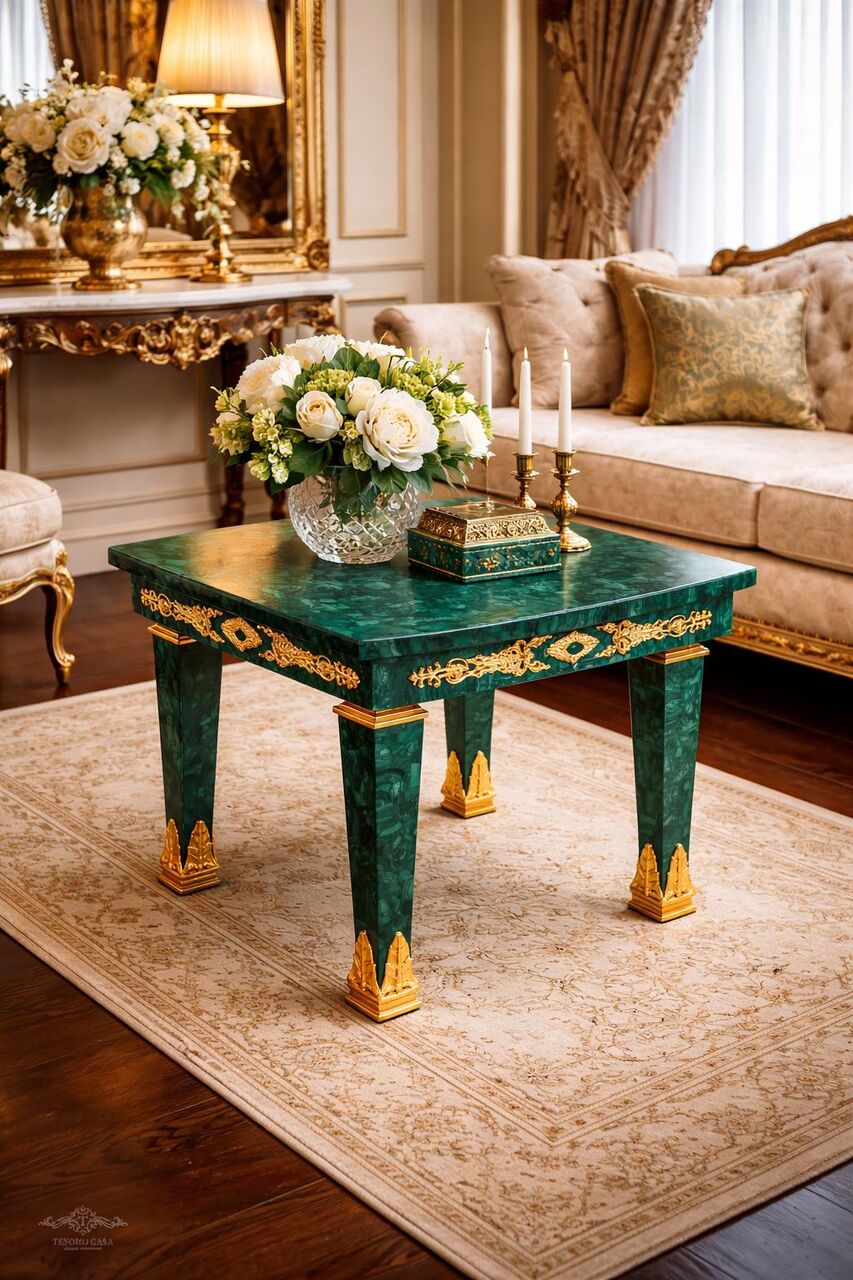 Abu Dhabi, Furniture, AED 11999,  Buy Luxury Malachite Console Cabinet &ndash; Premium Gemstone Furniture In UAE