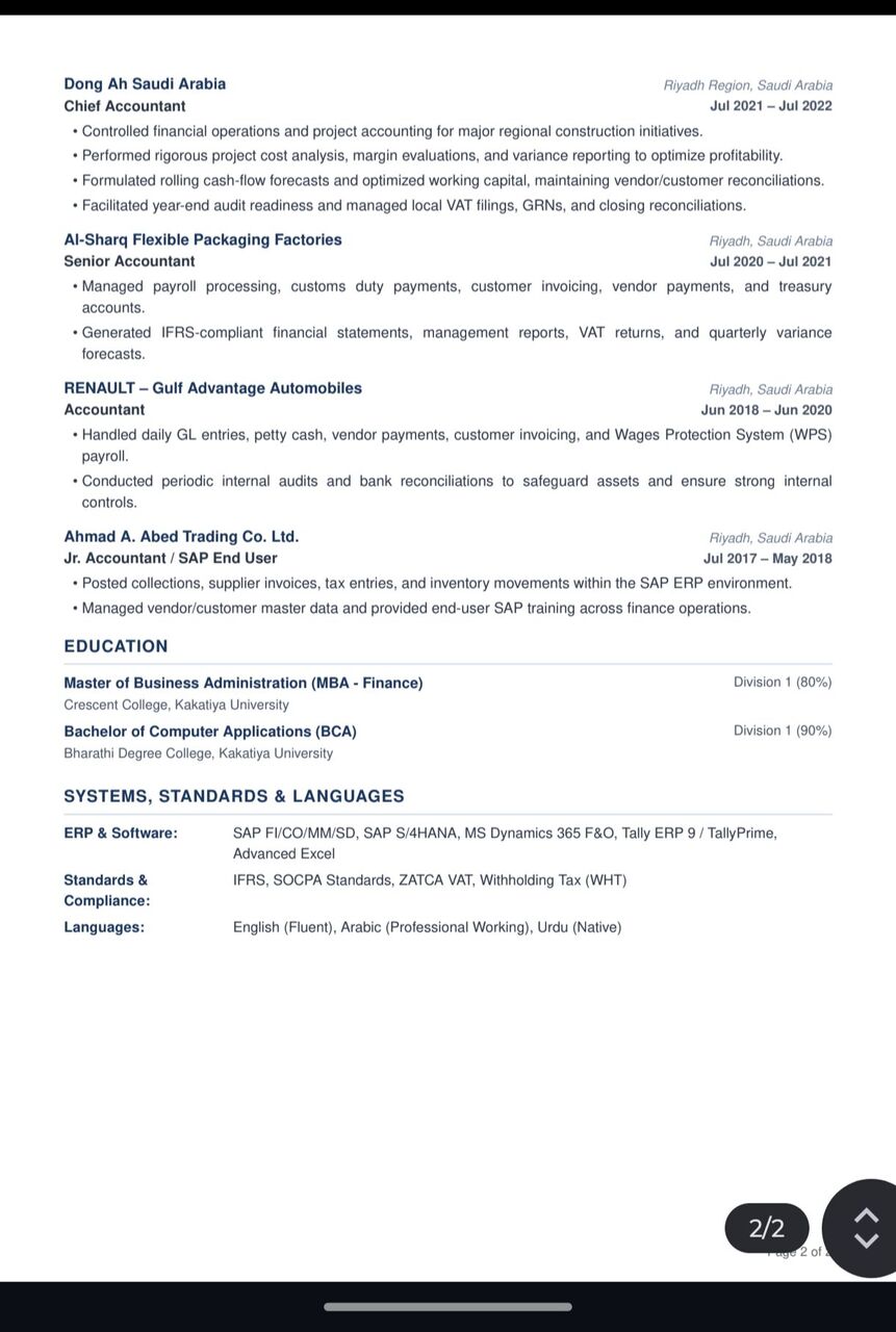 Riyadh, Job Seekers, Finance Manager