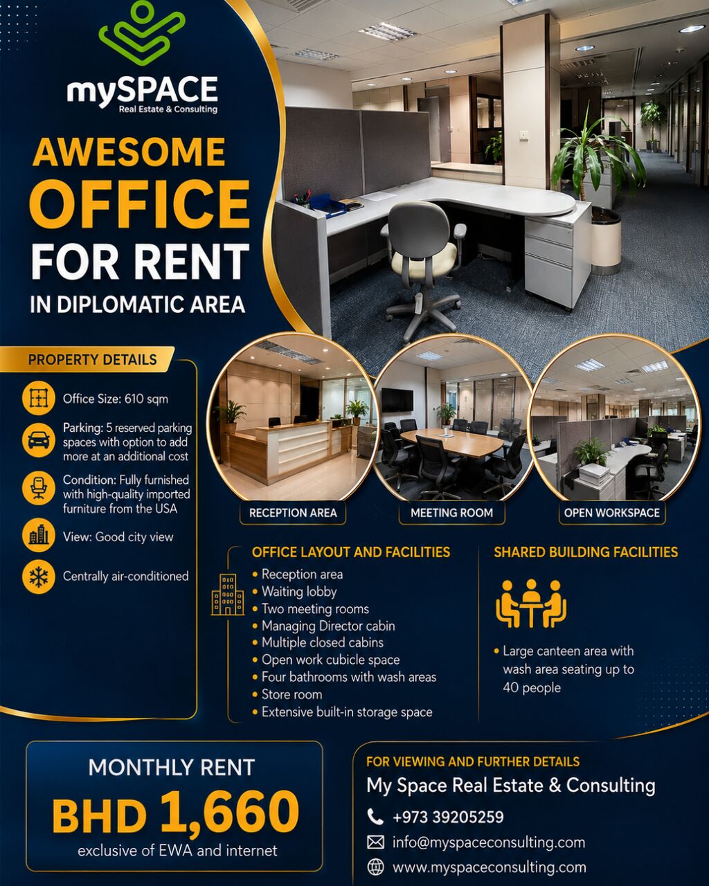 Diplomatic Area, Offices, BHD 1660,  610 Sq. Meter,  Awesome Fully Furnished Office For Rent In Diplomatic Area