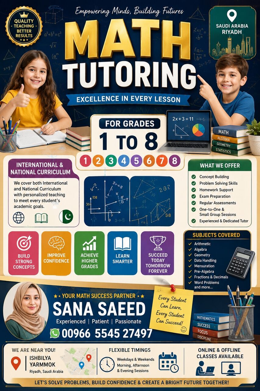 Al Yarmouk, Education, Math And English Tutor